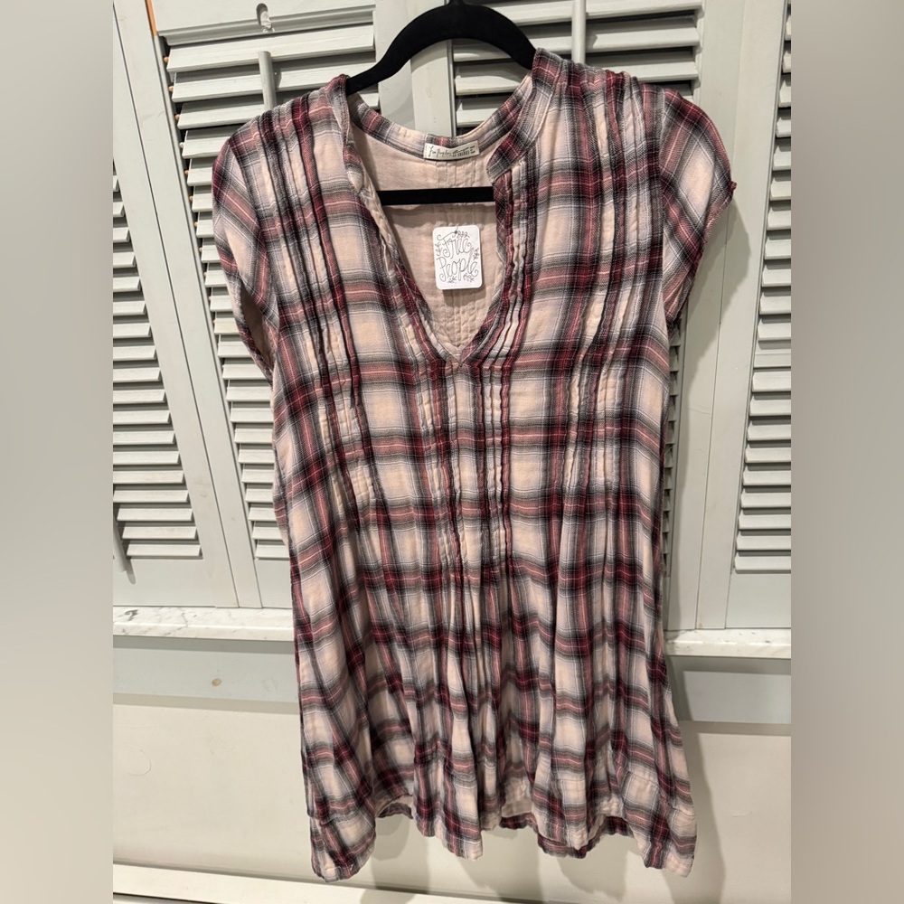 Free People CP Shades Red and Cream Plaid Dress/Tunic
